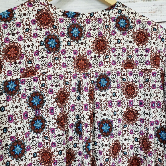 Umgee mandala print keyhole bell sleeve mini dress - Picture 5 of 9